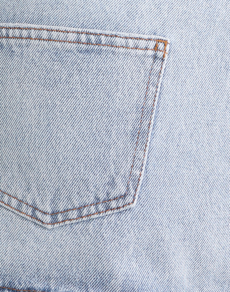 Image of Distressed Mini Skirt in Blue Bleach