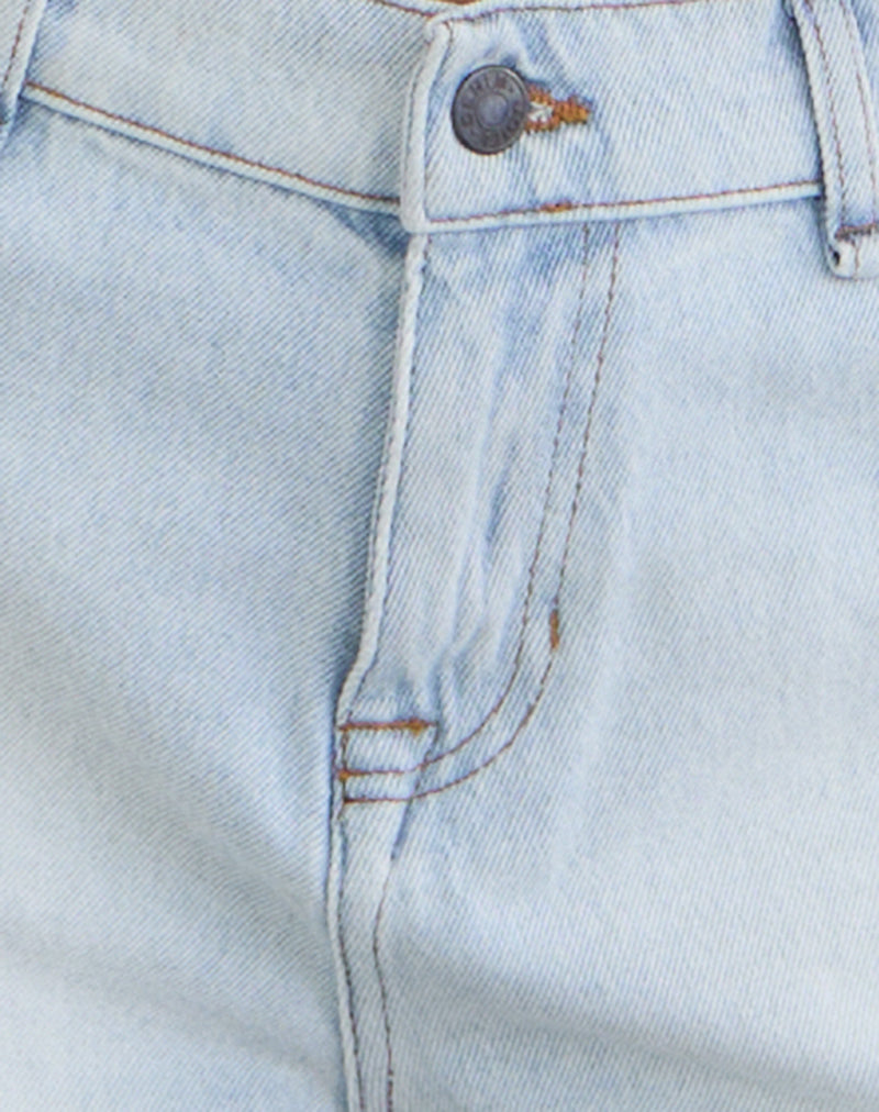 Image of Ripped Baggy Denim Short in Icy Blue