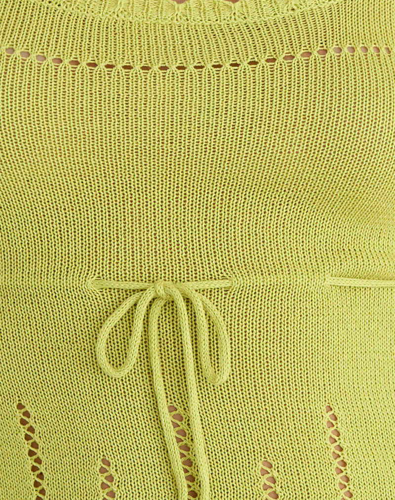 Image of Domas Top with Tie in Knit Lemongrass