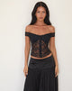 Image of Dovica Corset Top in Black Canina Rose Lace