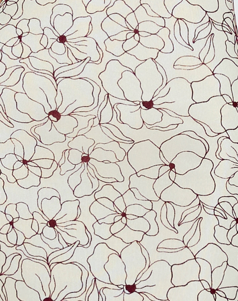 Image of Druvish Midi Dress in Line Flower Cream