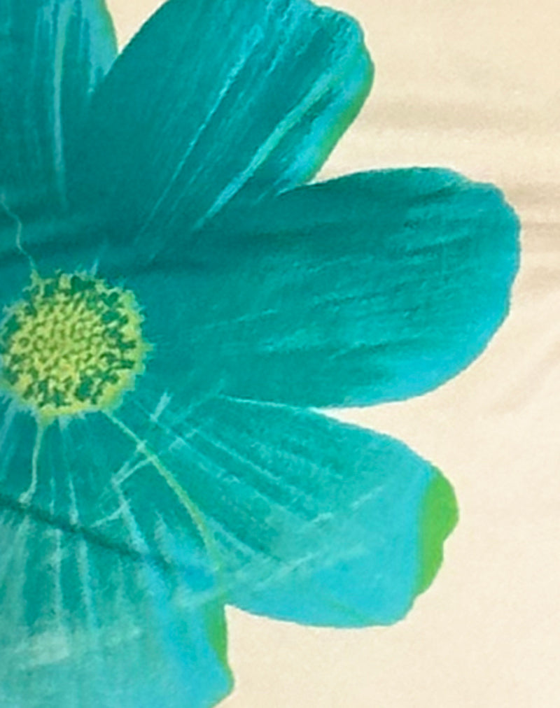 Image of Dudley Vest Top in Buttermilk with Blue Painted Flower