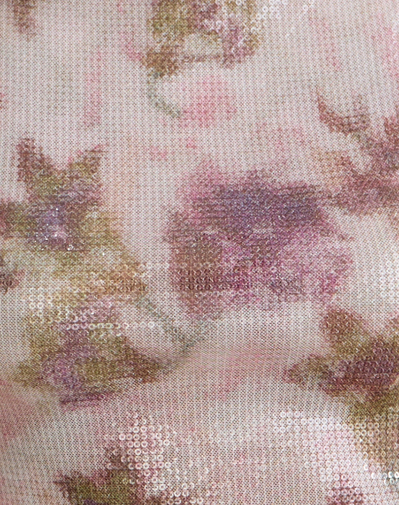 Image of Dudley Vest Top in Floral Sequin White and Purple