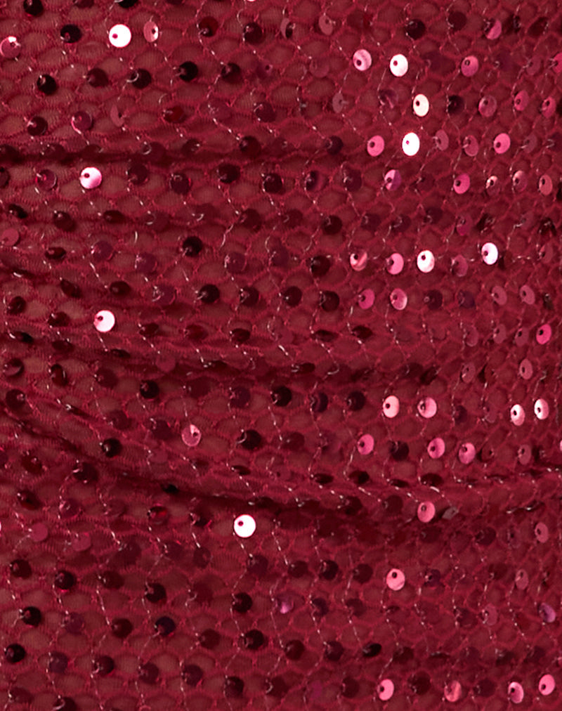 Image of Dudley Vest Top in Sequin Knit Burgundy