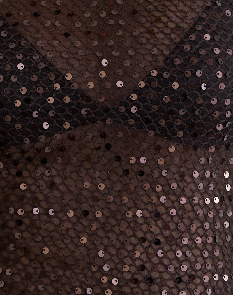 Image of Dudley Vest Top in Sequin Knit Coffee