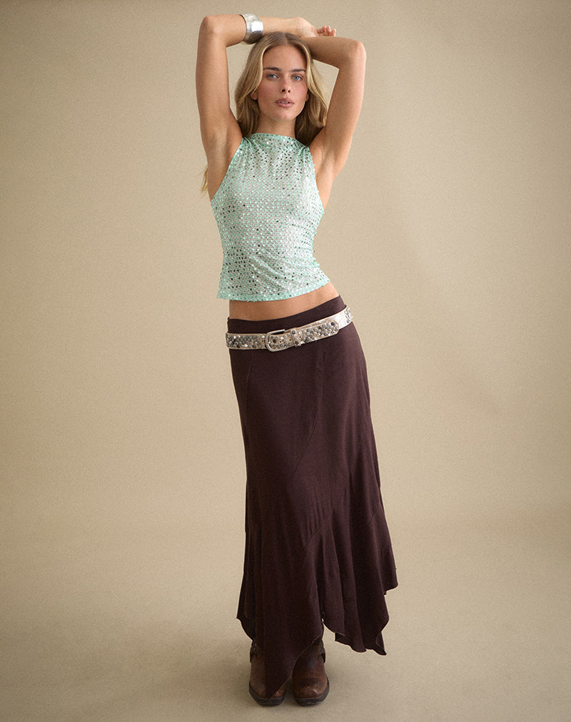 Image of Dudley Vest Top in Sequin Knit Aqua Blue