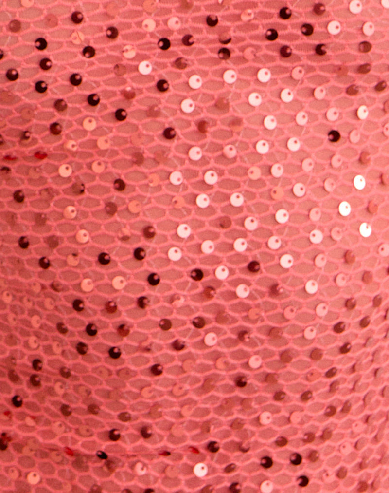 Image of Dudley Vest Top in Sequin Knit Coral