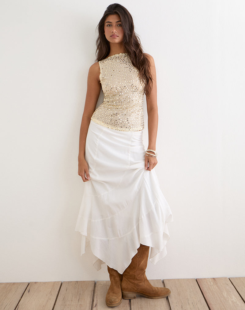 Image of Dudley Vest Top in Sequin Knit Cream