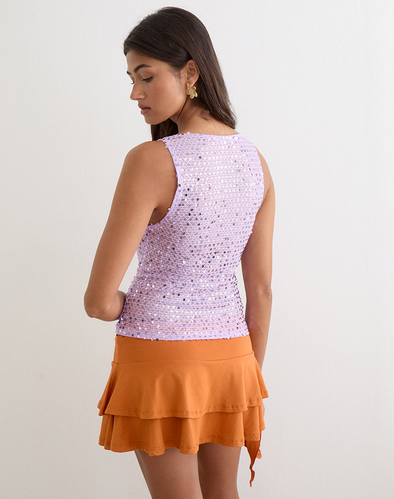 Image of Dudley Vest Top in Sequin Knit Lilac