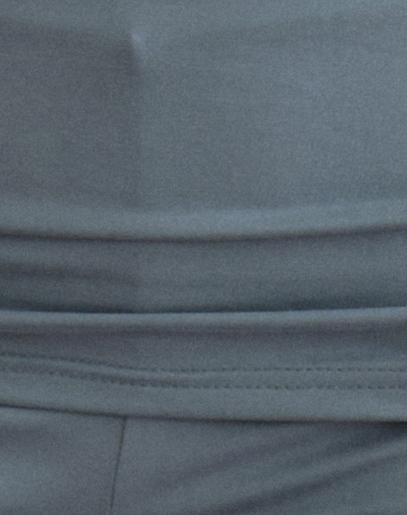 Image of Jacita Low Rise Flared Trousers in Cupro Dark Teal