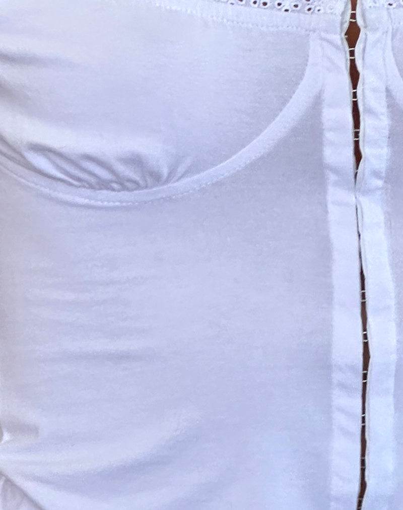 Image of Dovica Lace Trim Corset Top in White