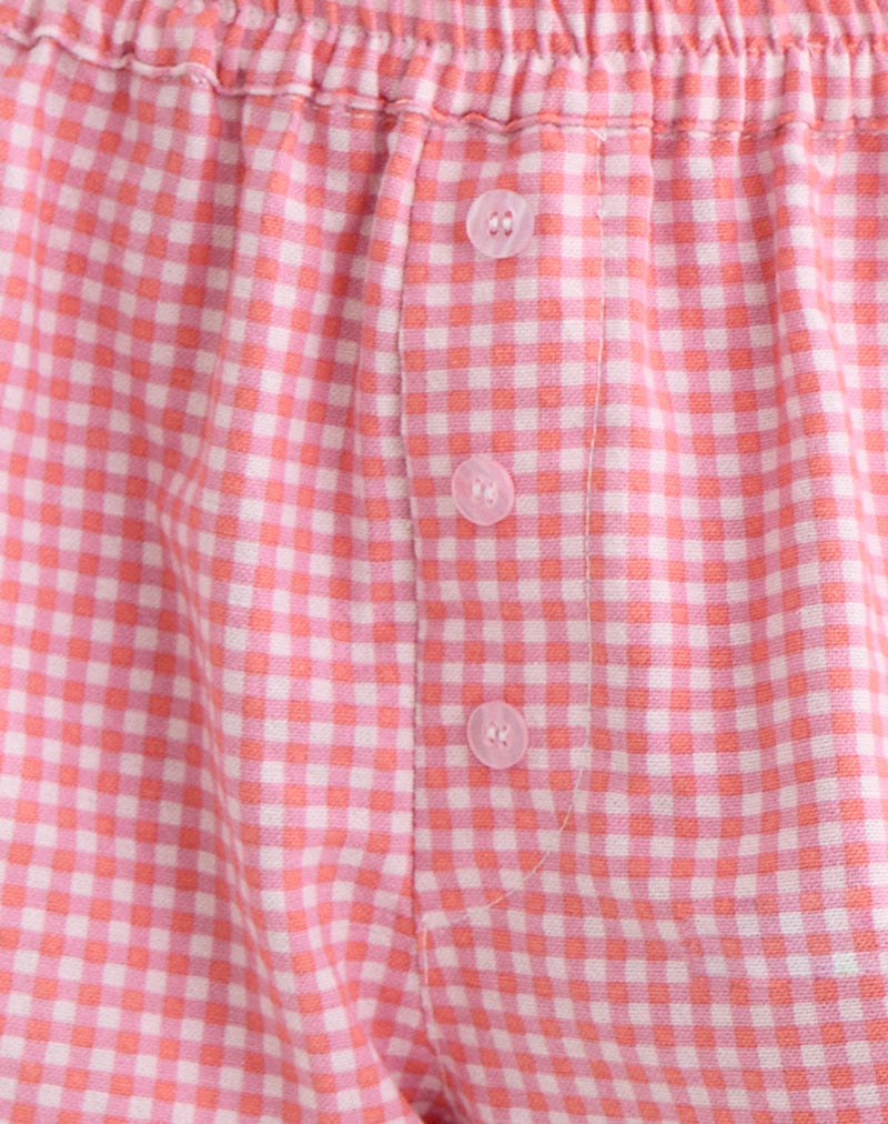 Image of East Boxer Short in Mini Gingham Peach