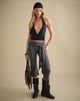 Image of Effy Tie Side Cupro Capri in Dark Grey