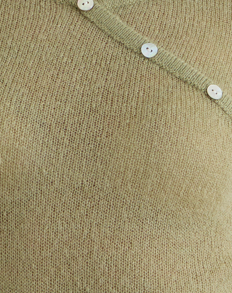Image of Elanur Long Sleeve Top in Sheer Knit Sage Green