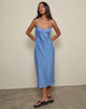 Image of Elayna Midi Dress in Chiffon Stripe Blue