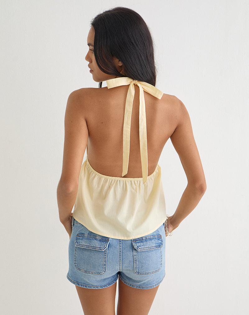 Image of Eldana Halterneck Top in Poplin Buttermilk