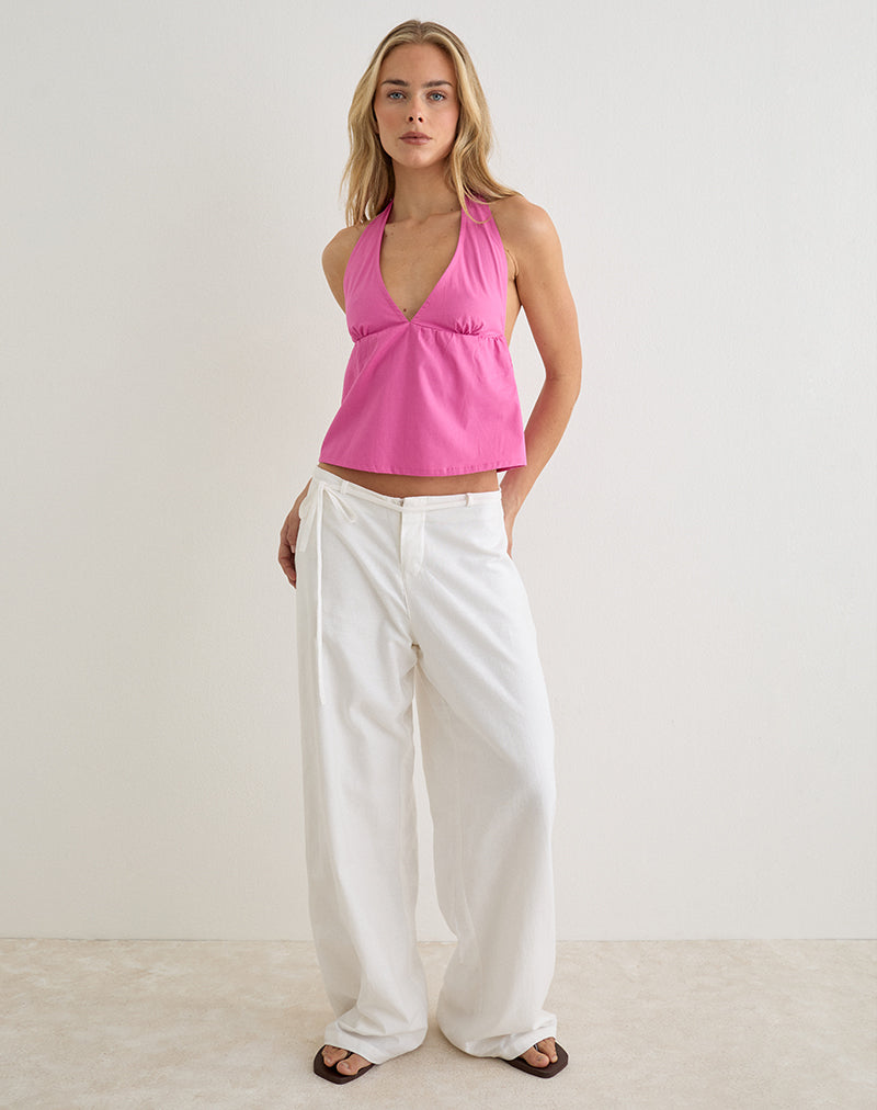 Image of Eldana Halterneck Top in Poplin Pink Rose