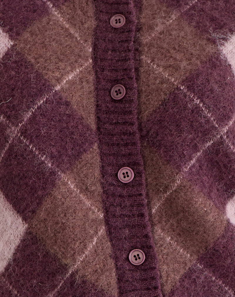 Image of Eliana Cardigan in Knit Argyle Pink