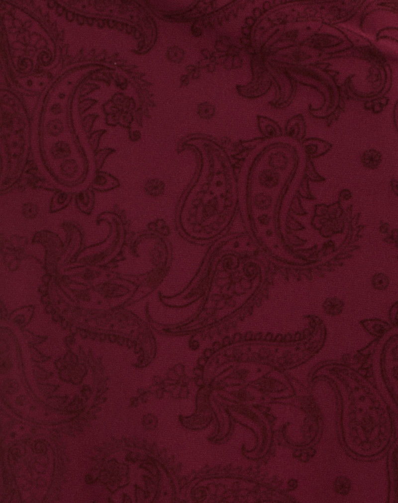Image of Elif Midi Skirt in Flock Compact Paisley Wine