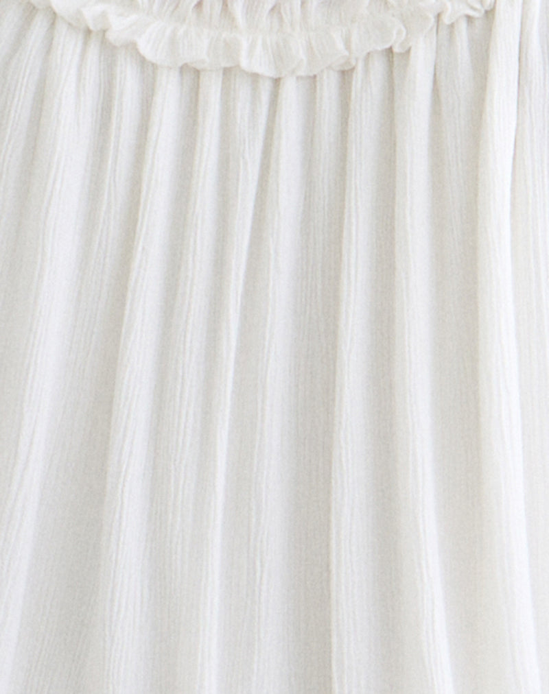 Image of Elowen Frill Mini Dress in Crinkle Off White
