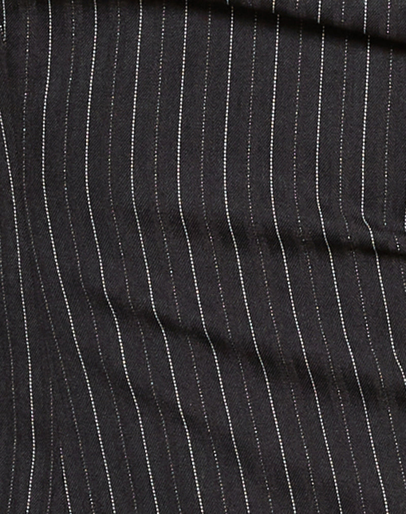 Image of Ganta Slim Trouser in Pinstripe Black
