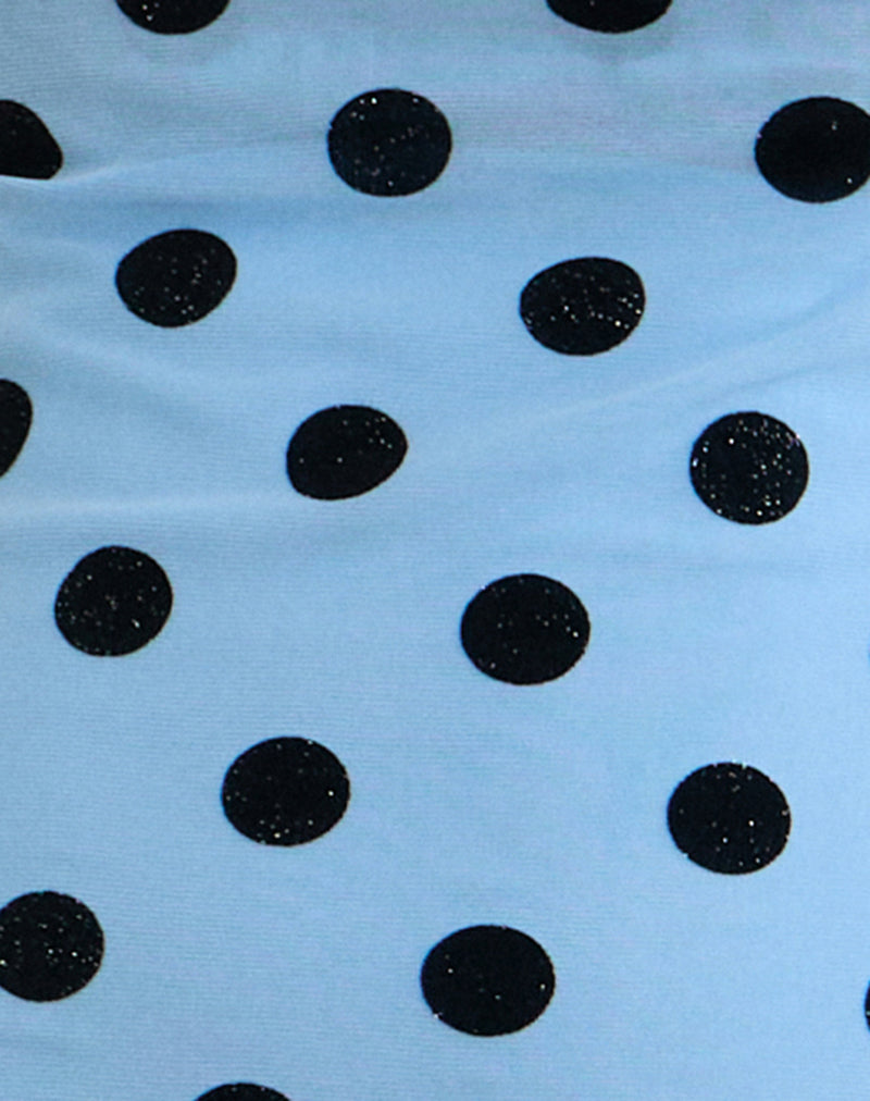 Image of Eltazia Mini Dress in Blue with Polka Space Black