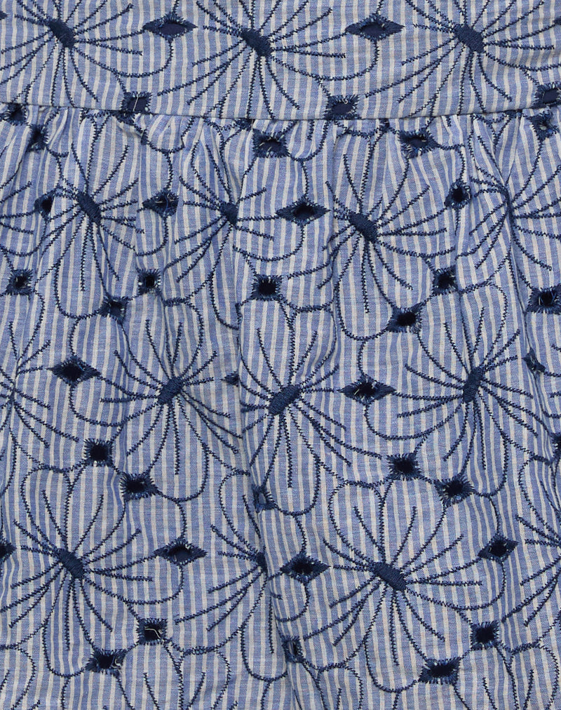 Image of Elvira Mini Skirt in Blue Striped Flowers