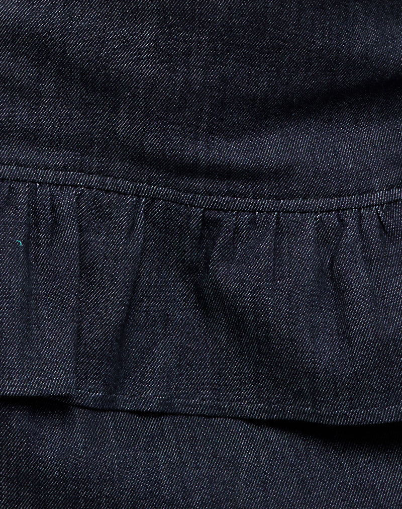 Image of Elysa Frill Mini Skirt in Dark Indigo Denim