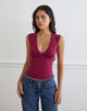 Image of Emberly Plunge Top in Burgundy