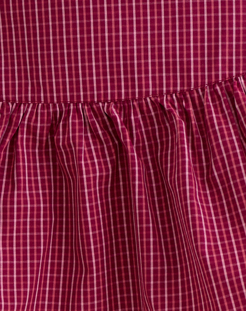 Image of Becita Mini Skirt in Raspberry Shadow Check