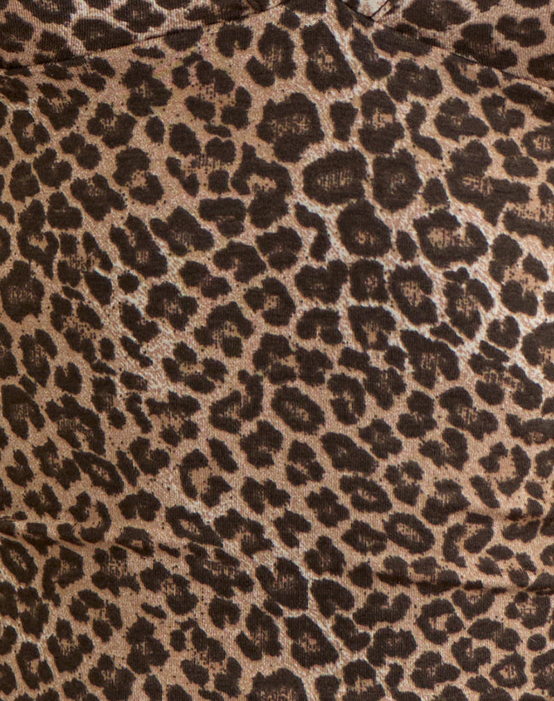 Image of Emberly Plunge Top in Rar Leopard Brown
