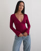 Image of Emesy Long Sleeve Top in Burgundy