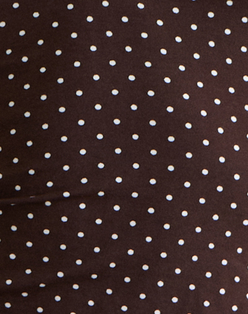Image of Emesy Long Sleeve Top in Micro Polka Brown