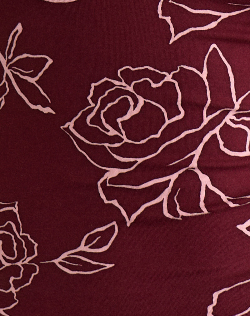Image of Emesy Long Sleeve Top in Outline Rose Marooon