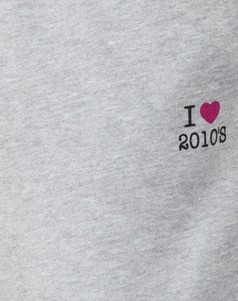 Image of Emiko Oversized Joggers in Grey Marl with I Love 2010's Print