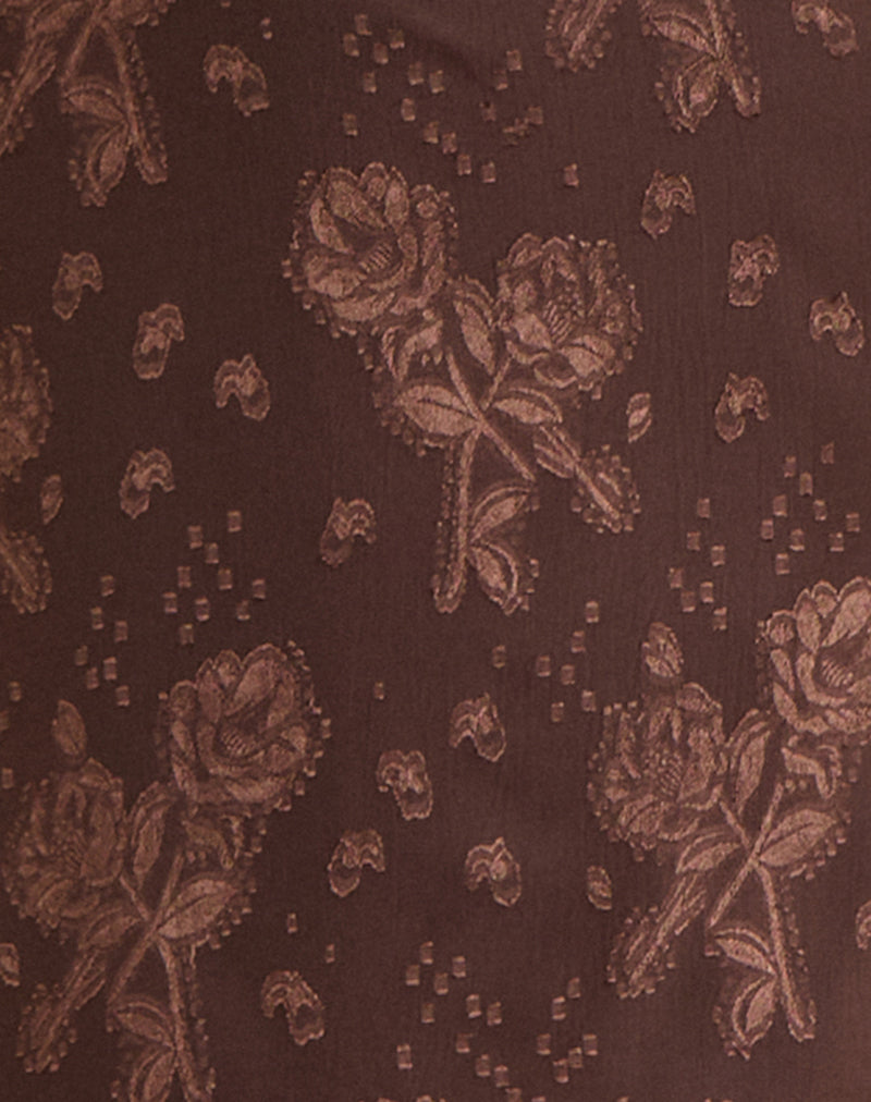 Image of Emily Maxi Dress in Floral Jacquard Chiffon Brown