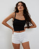 Image of Ena Frilly Bloomer Micro Shorts in Ivory