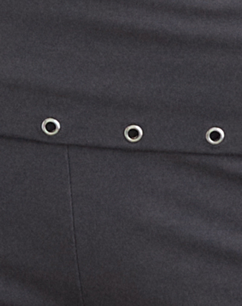 Image of Enmu Capri Trouser in Jersey Charcoal Grey with Eyelets