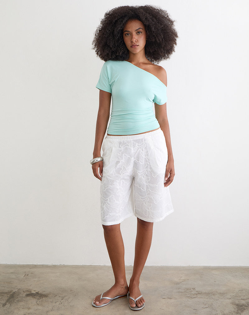 Image of Ennea Longline Short in Broderie White