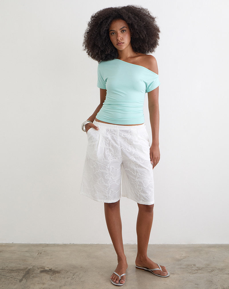 Image of Ennea Longline Short in Broderie White