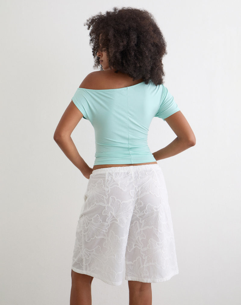 Image of Ennea Longline Short in Broderie White