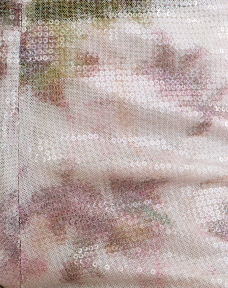 Image of Erna Micro Short in Floral Sequin White and Purple