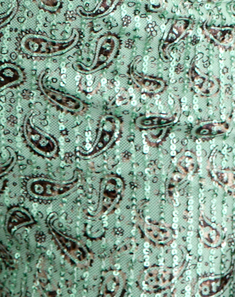 Image of Erna Micro Short in Paisley Sequin Teal