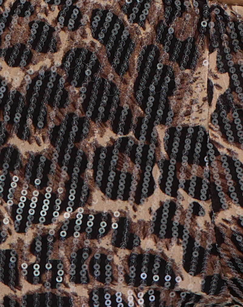 Image of Erna Shorts in Leopard Sequin Brown