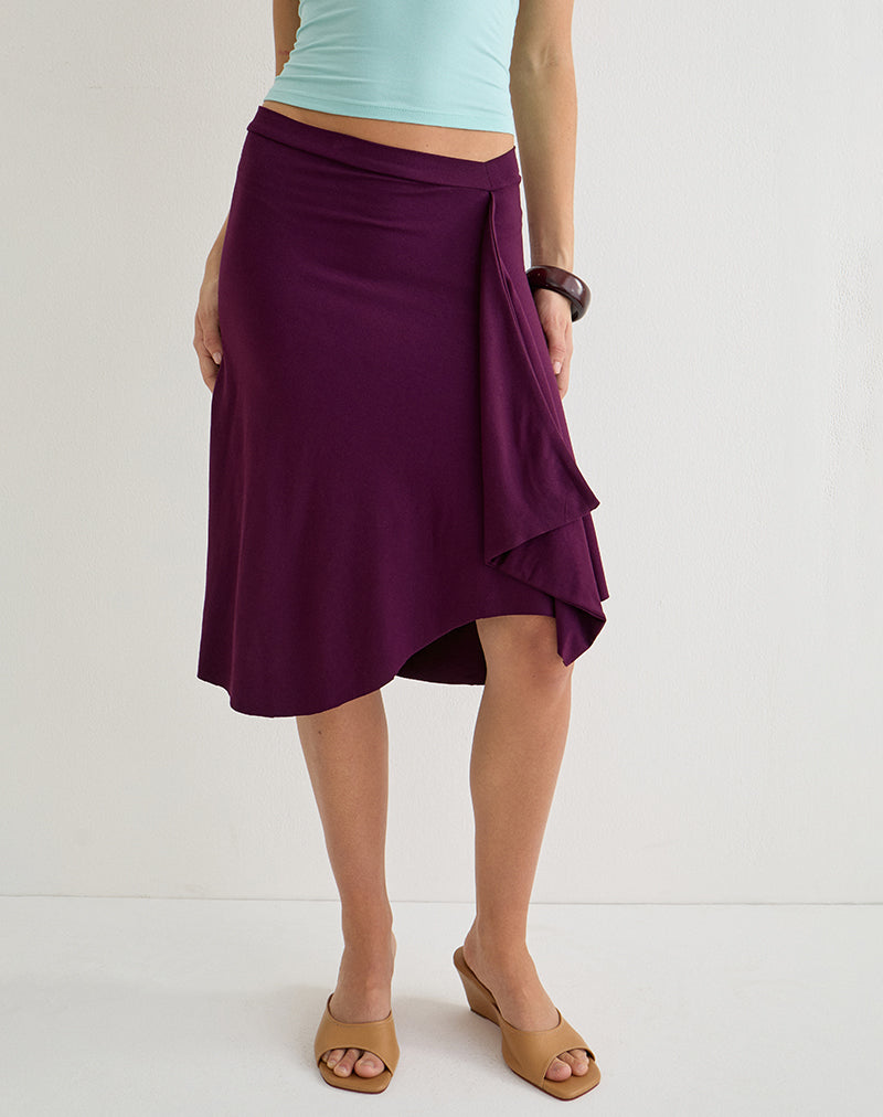Image of Esmeray Midi Skirt in Rayon Jersey Fig