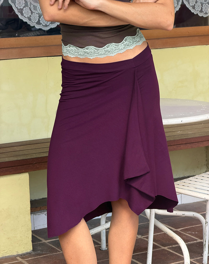 Image of Esmeray Midi Skirt in Rayon Jersey Fig