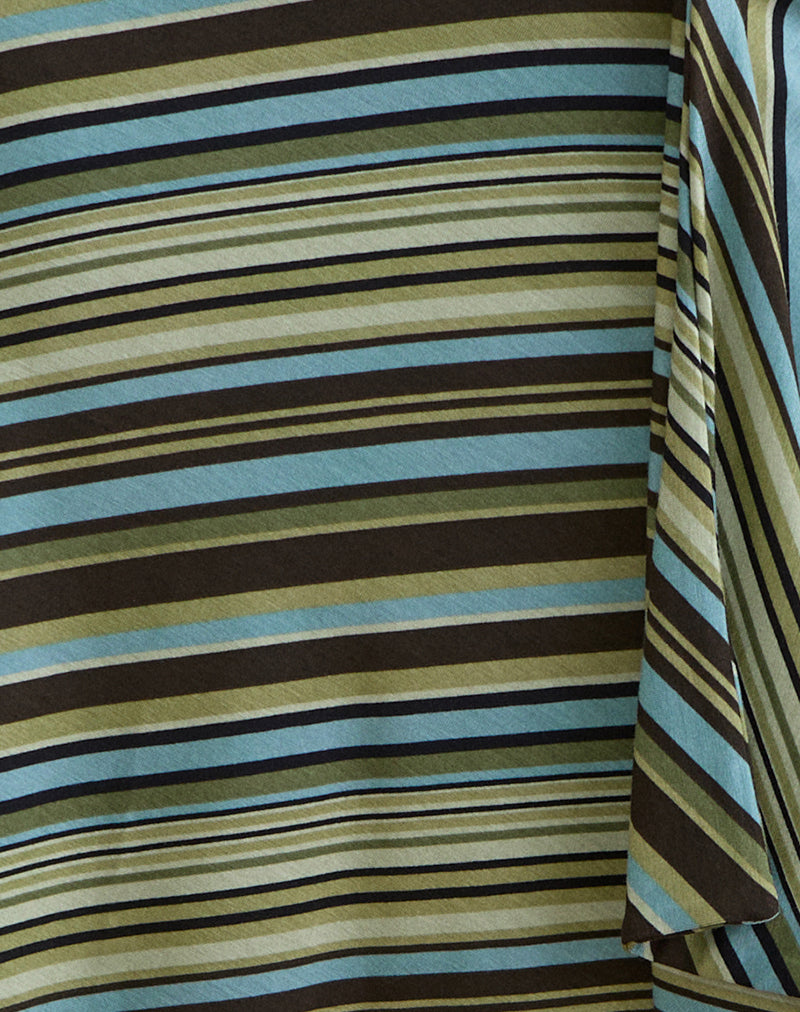 Image of Esmeray Midi Skirt in Mixed Stripe Green