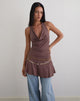 Image of Eutalia Cowl Neck Halter Dress in Deep Taupe