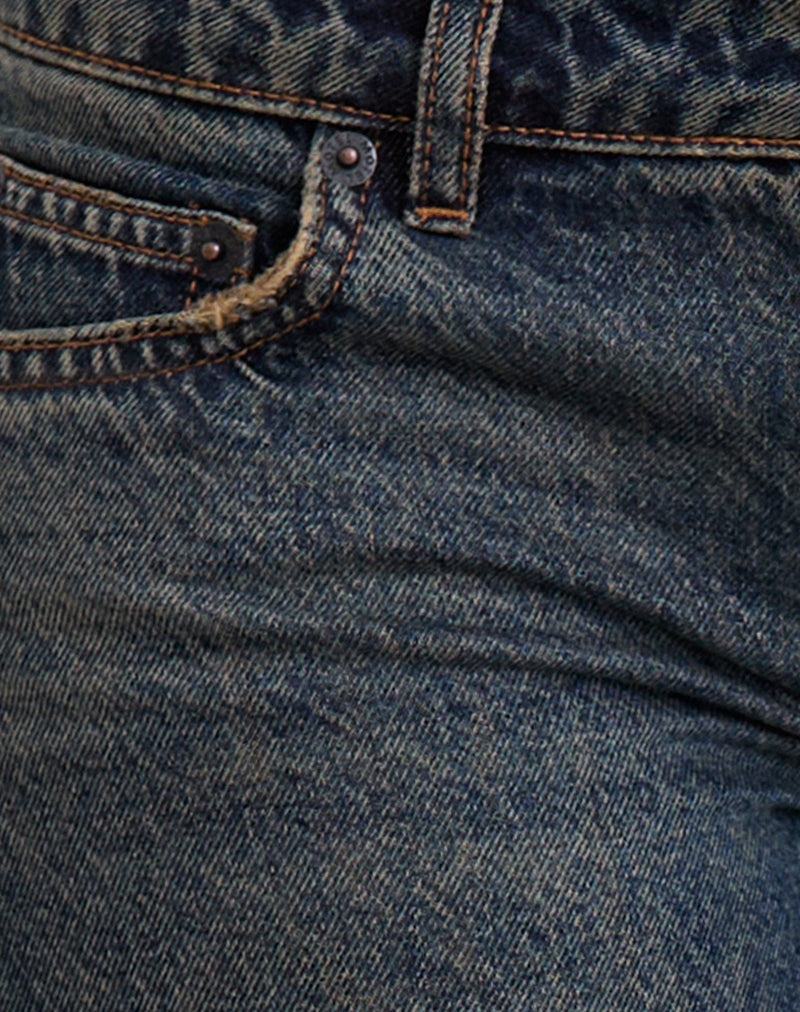 Image of Extra Low Rise Flare Jeans in Dirty Green