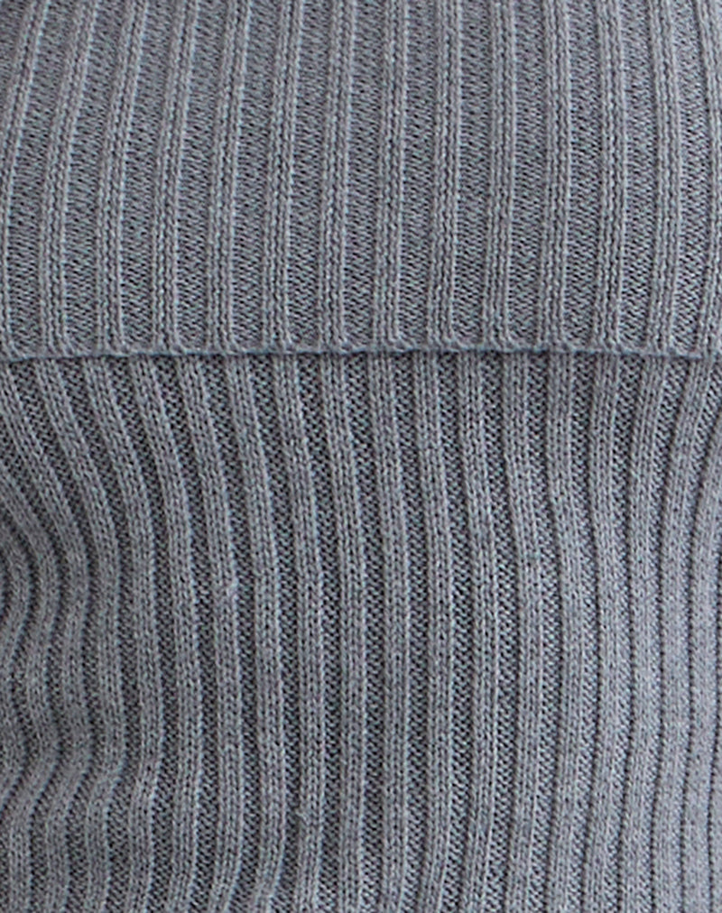 Image of Fahari Foldover Top in Rib Knit Grey